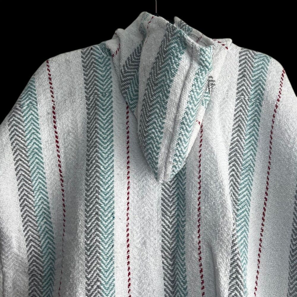 Baja Sol Textiles Adult XL Pullover Hoodie Baja Mexican Poncho Multicolor - Picture 6 of 11